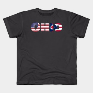 Ohio State flag/ American flag logo Kids T-Shirt